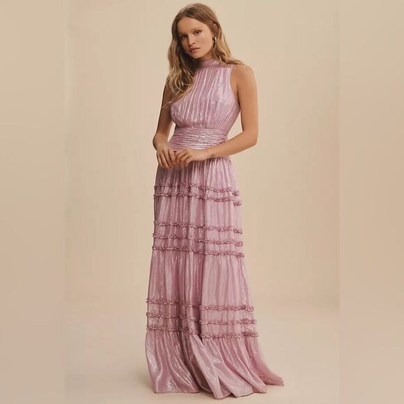 Anthropologie Dresses & Skirts - Anthropologie x BHLDNJuniperMetallicTiered
Backless High-Neck Gown/ size 2